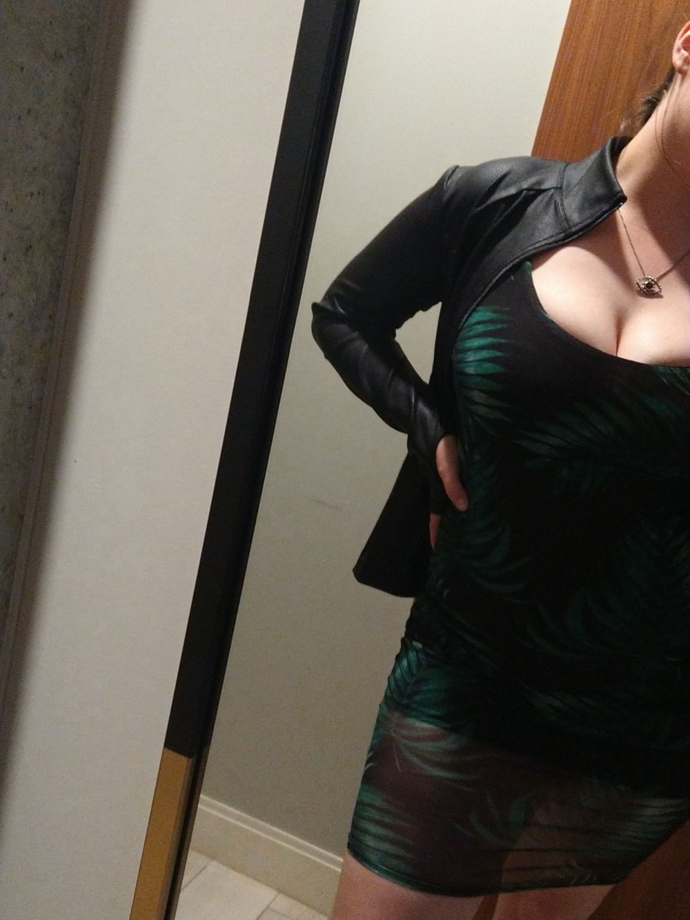 Slip Midi Dress with Green Tropical Leaf Print - Picture 3 of 6